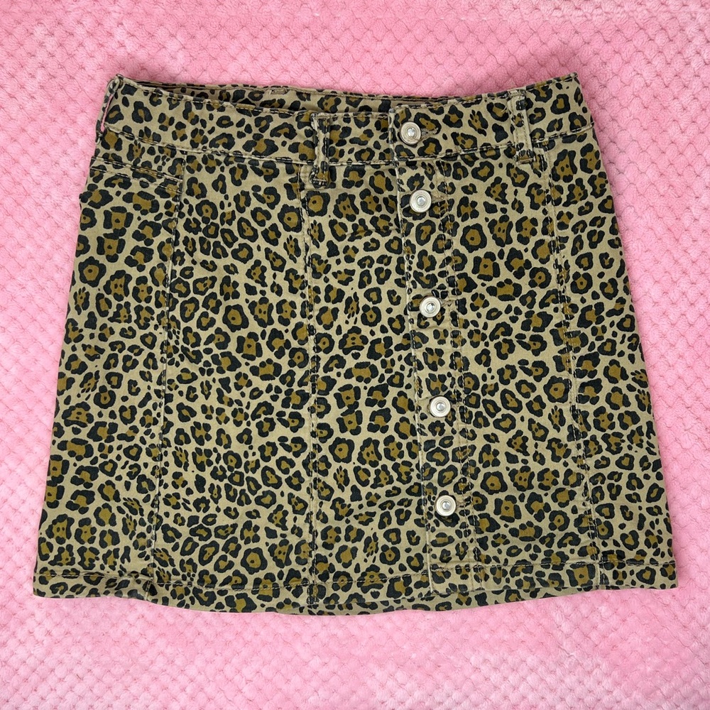 🔥Girls Leopard / Cheetah Print Button Skirt XL